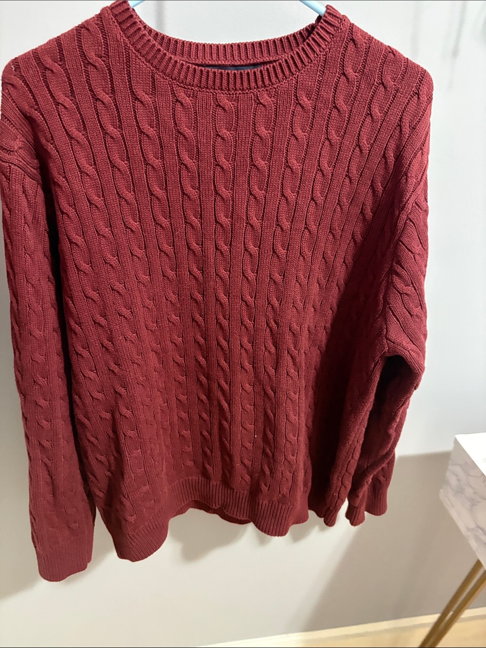 Brandy Melville Cable Knit Crewneck Sweater in Deep Brick
